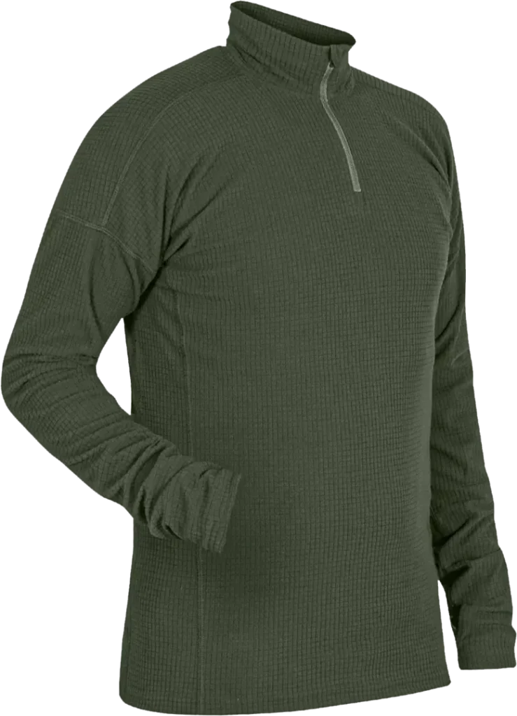 Mens Hiking Technical Baselayer In Moss Green Angled
