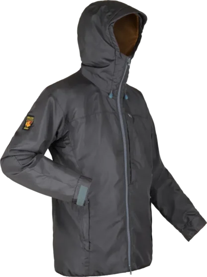 Mens Hiking Waterproof Jacket Helki In Dark Grey Angled