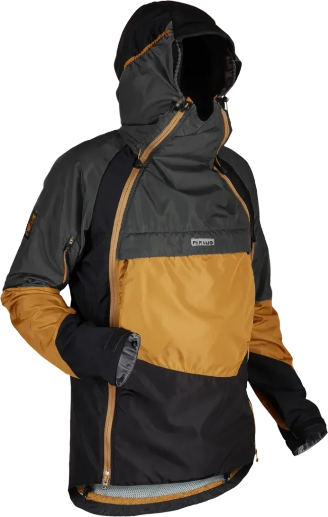 Mens Mountaineering Smock Paramo Velez Evolution Hybrid In Cumin Steel Black Angled