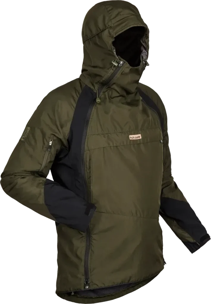 Mens Mountaineering Smock Paramo Velez Evolution Hybrid In Moss And Black Angled