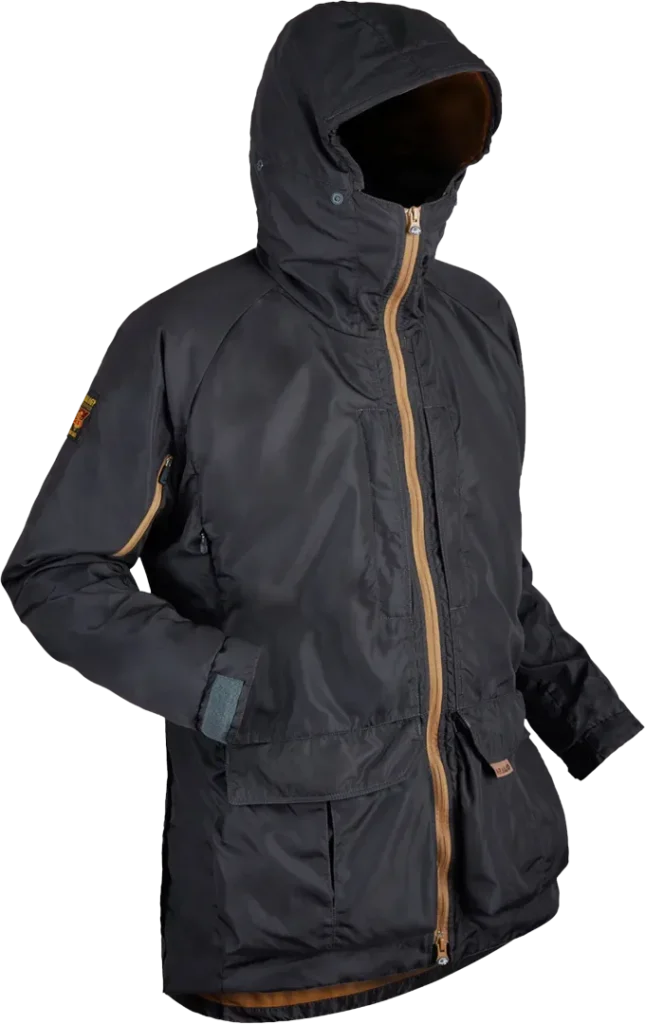 Mens Waterproof Bird Watching Jacket Pajaro In Dark Grey Angled