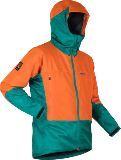 Mens Waterproof Hiking Jacket Paramo Velez In Orange And Cyan Angled
