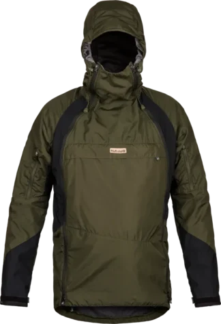 Mens Waterproof Hiking Smock Paramo Velez Evolution Hybrid In Moss And Black Front