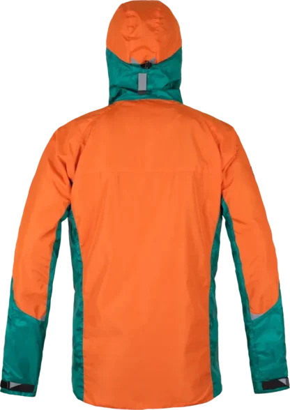 Mens Waterproof Mountaineering Jacket Paramo Velez In Orange And Cyan Back