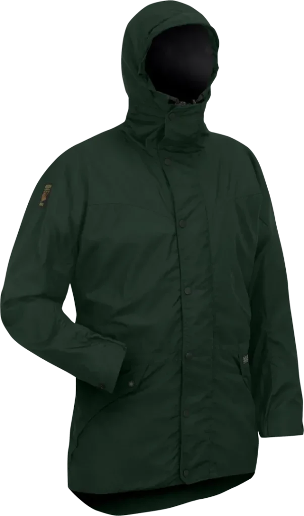 Mens Waterproof Walking Jacket In Forest Green Angled
