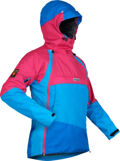 Womens Winter Mountaineering Jacket Páramo Velez Evolution Smock Neon Blue Side