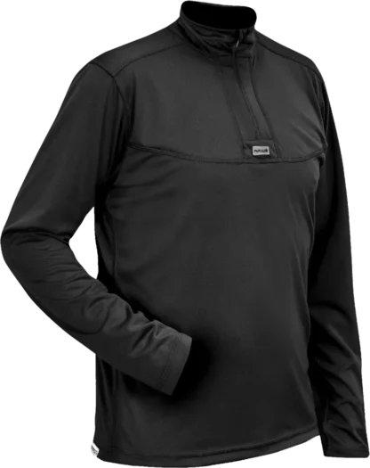 Mens Base Layer Cambia Zip Neck Black Angled