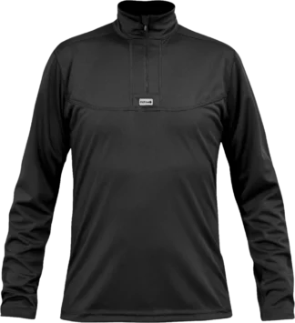 Mens Base Layer Cambia Zip Neck Black Front