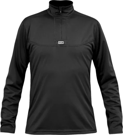 Mens Base Layer Cambia Zip Neck Black Front