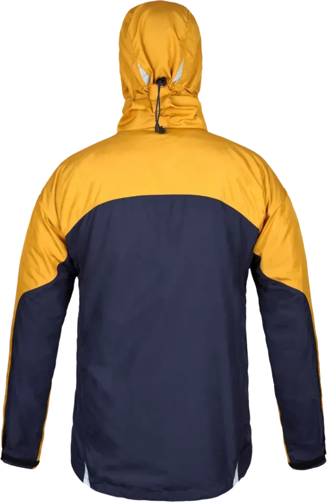 Mens Climbing Windproof Jacket In Midnight And Gold Back