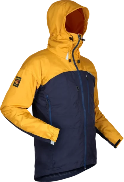 Mens Mountaineering Windproof Jacket In Midnight And Gold Angled