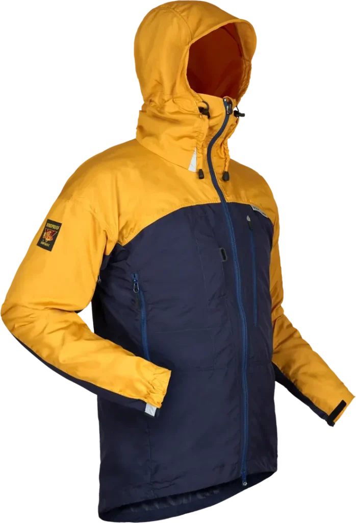 Mens Mountaineering Windproof Jacket In Midnight And Gold Angled