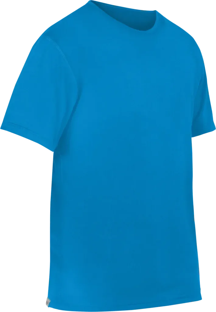 Mens Short Sleeved Base Layer Cambia In Reef Blue Angled