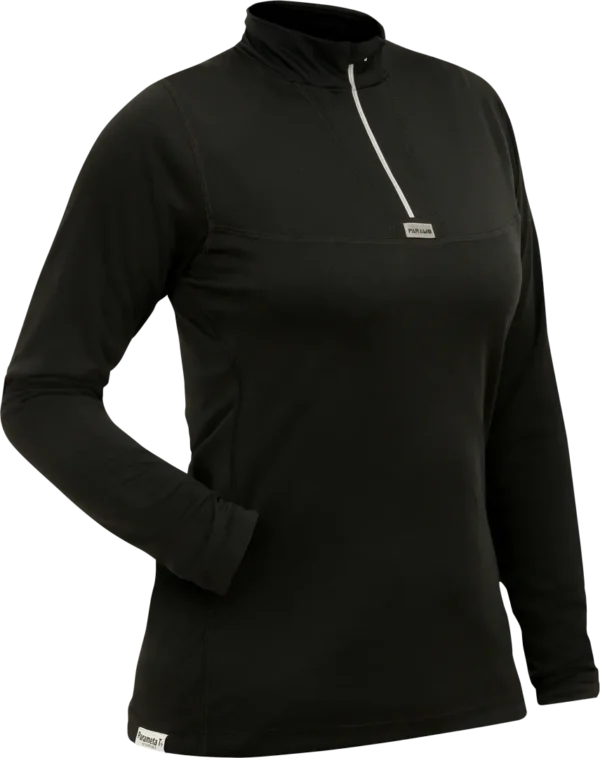 Womens Cambia Ls Zip Black Womens Baselayer Angled