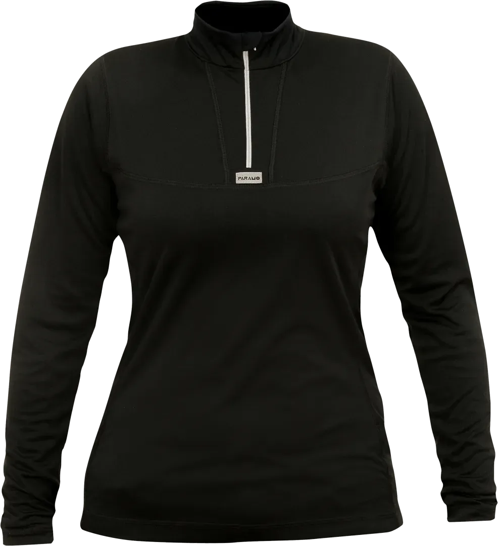 Womens Cambia Ls Zip Black Womens Baselayer Front