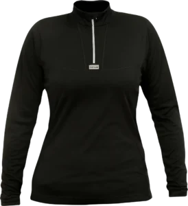 Womens Cambia Ls Zip Black Womens Baselayer Front