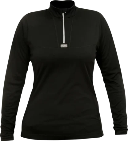 Womens Cambia Ls Zip Black Womens Baselayer Front