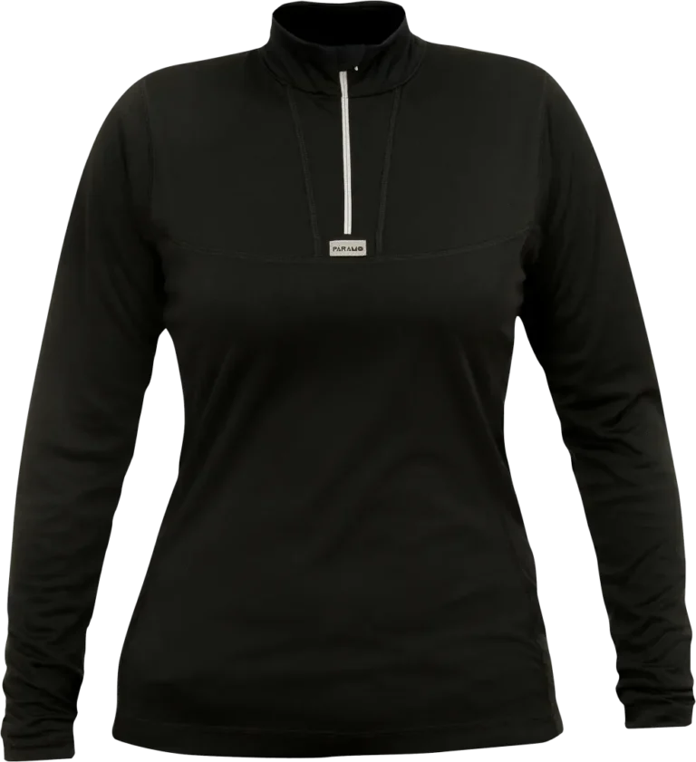 Womens Cambia Ls Zip Black Womens Baselayer Front