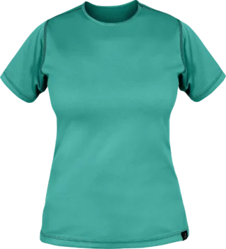 Womens Cambia Short Sleeve T Shirt Adriatic Womens Running Baselayer Front