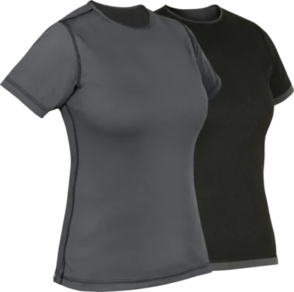 Womens Cambia Short Sleeve T Shirt Dark Grey Black Angled Combined 1080px