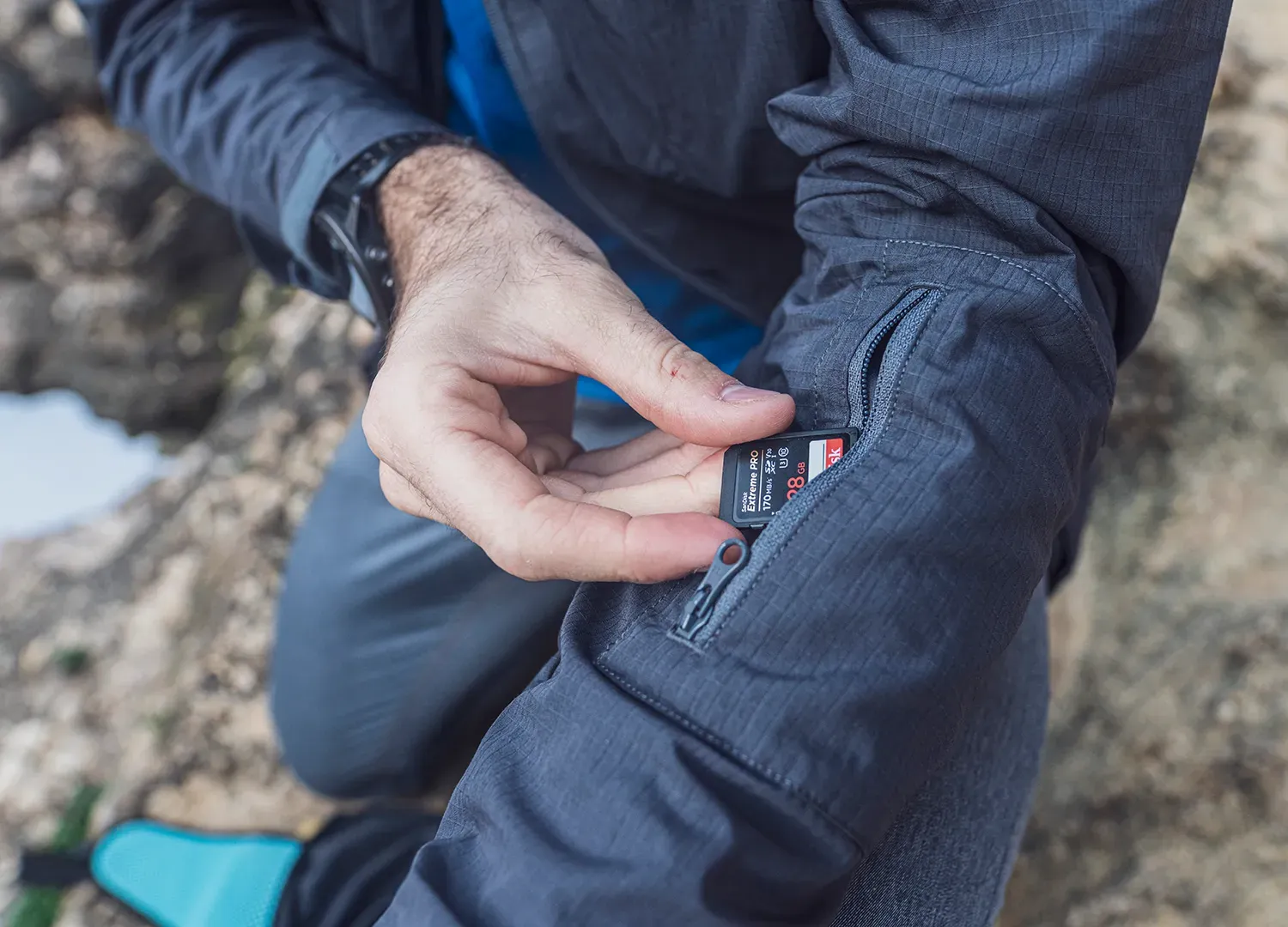 Mens Photography Jacket Paramo Halkon Traveller Dark Grey Arm Vents