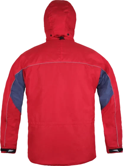 Recycled Polyester Technical Outdoor Smock in Red and Navy back view