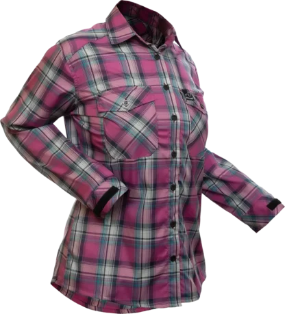 Womens Katmai Ls Shirt Foxglove Check Angled 1080px