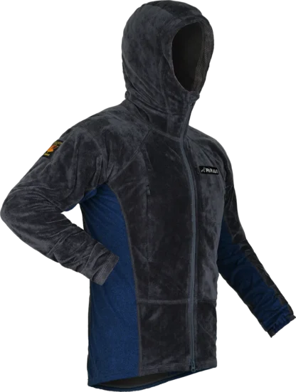 Mens Enduro Plus Fleece Dark Grey Cobalt Angled 1080px