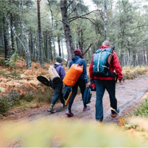 Three walkers with full kit and various clothing layers