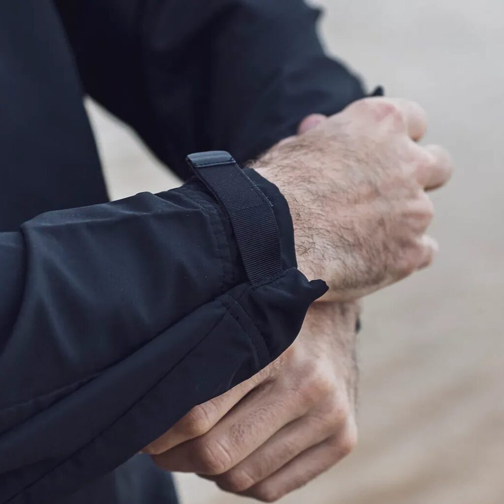 Close up of the velcro closure on the wrist and sleeve 