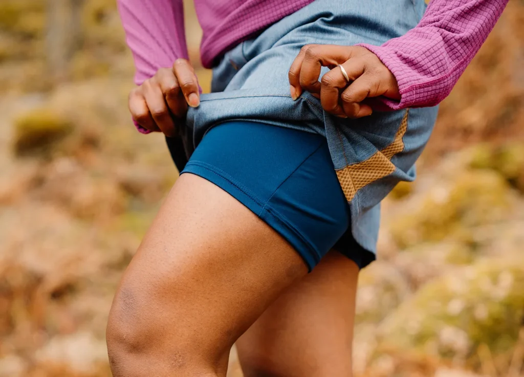 Women Hiking In Womens Velez Skort Close Up